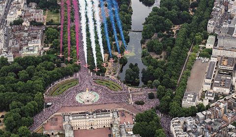 Red Arrows over Buckingham Palace