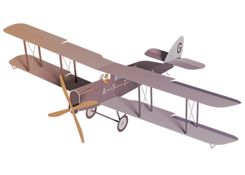 1)	The plane: a converted World War I bomber